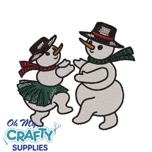 Sketch Fill Dancing Snow Couple Embroidery Design