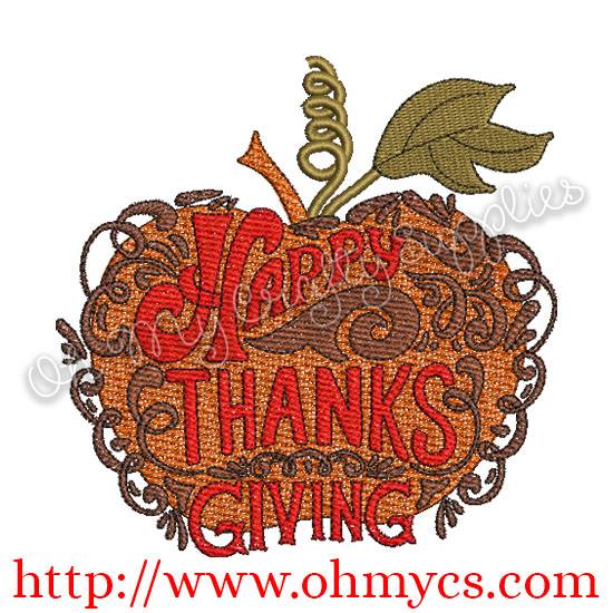 Autumn Happy Thanksgiving Embroidery Design
