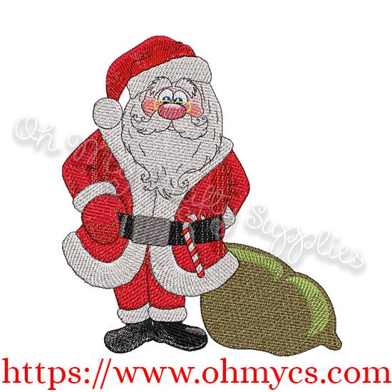 Santa Claus with Gift Bag Embroidery Design