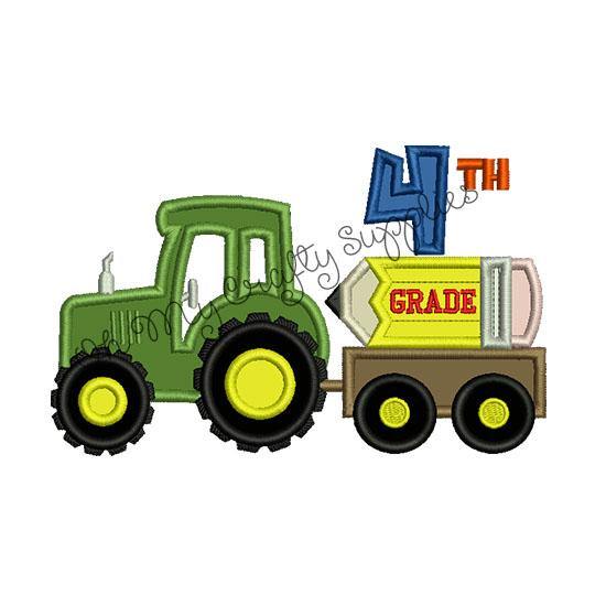 4th Grade Tractor Applique Embroidery Design - Oh My Crafty Supplies Inc.