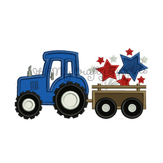 Fourth of July Tractor Applique Embroidery Design