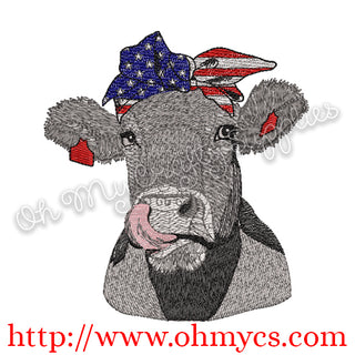 Fourth of July Cow Embroidery Design