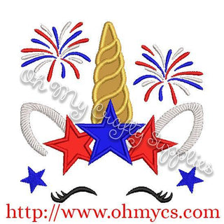 4th of July Unicorn Applique Design - Oh My Crafty Supplies Inc.