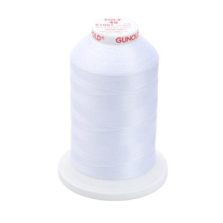 61001 - Bright White Polyester Embroidery Thread - 40 WT. 5,500 yd. Cones - Oh My Crafty Supplies Inc.