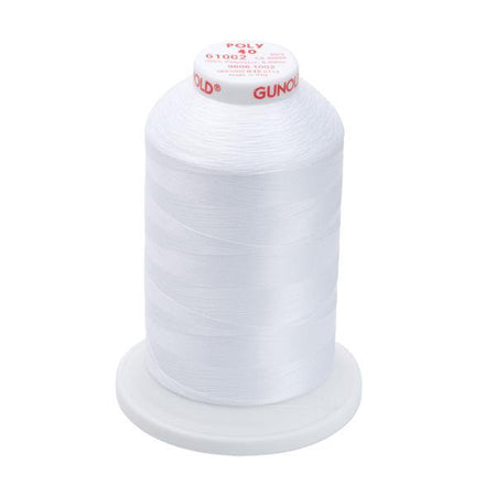 61002 - Soft White Polyester Embroidery Thread - 40 WT. 5,500 yd Cones - Oh My Crafty Supplies Inc.