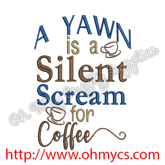 A Yawn Embroidery Design