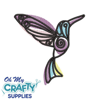 Abstract Hummingbird Color Splash Embroidery Design