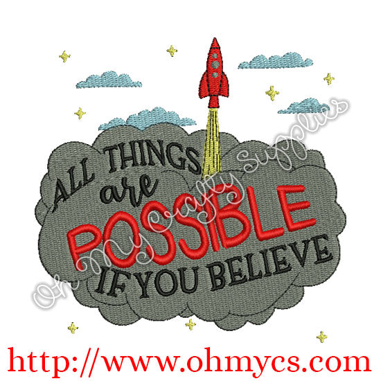 All Things are Possible Embroidery Design