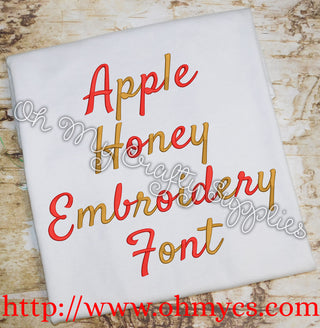 Apple Honey Embroidery Font (BX Included)