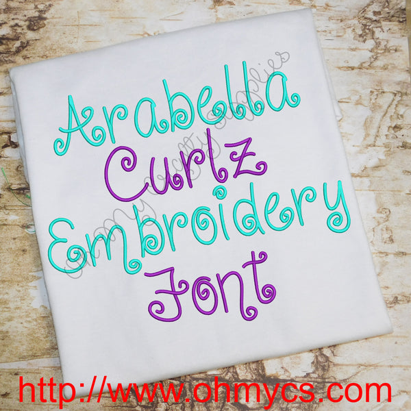 Arabella Curlz Embroidery Font (BX Included)