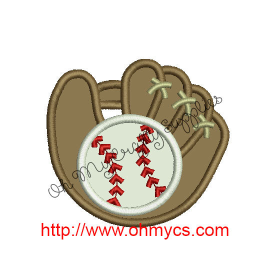 Baseball and Glove Applique Embroidery Design
