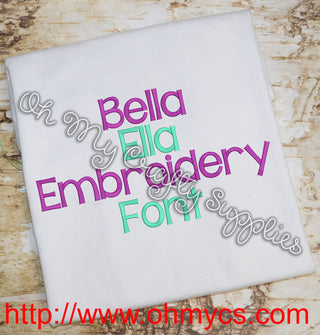 Bella Ella Embroidery Font (BX Included)