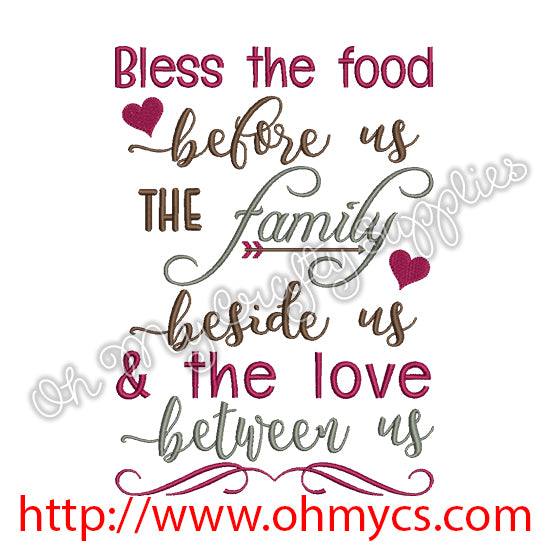 Bless the food before us Embroidery Design