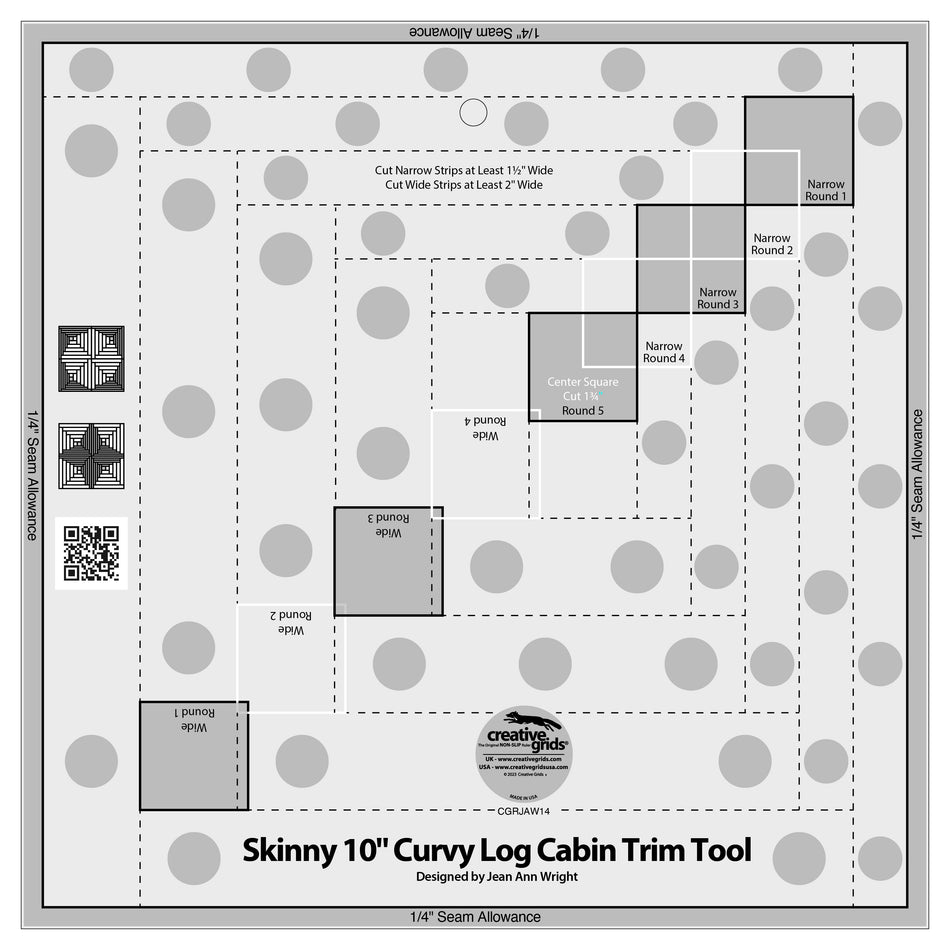 Creative Grids Skinny 10in Curvy Log Cabin Trim Tool