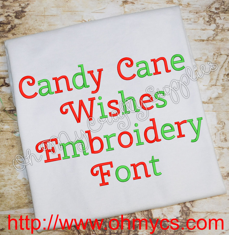 Candy Cane Wishes Embroidery Font (BX Included)