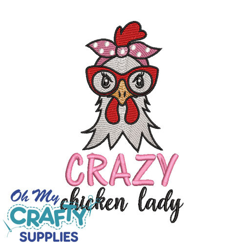 Crazy Chicken Lady 430 Embroidery Design