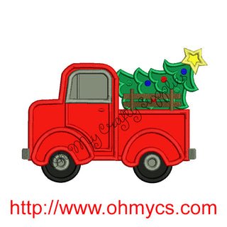 Christmas Tree Truck Applique Embroidery Design