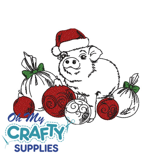 Christmas Piglet Embroidery Design