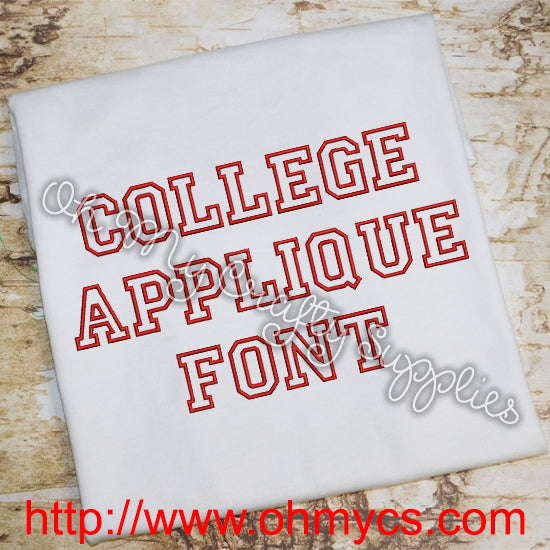 College Applique Embroidery Font (BX Included)