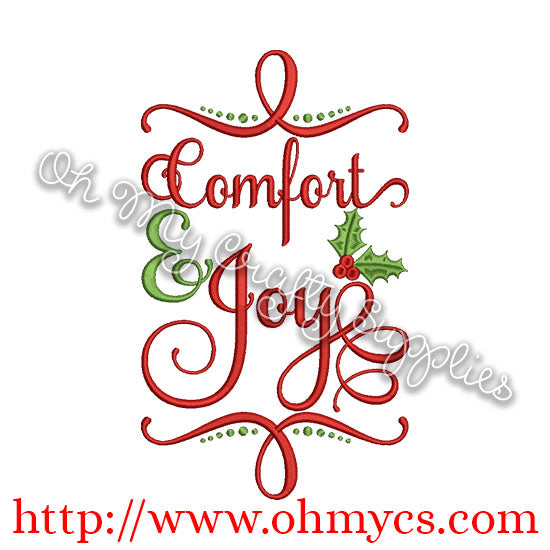 Comfort & Joy Embroidery Design