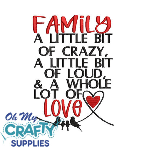 Crazy Loud Love Embroidery Design