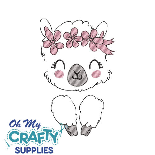 Cute Floral llama 11422 Embroidery Design