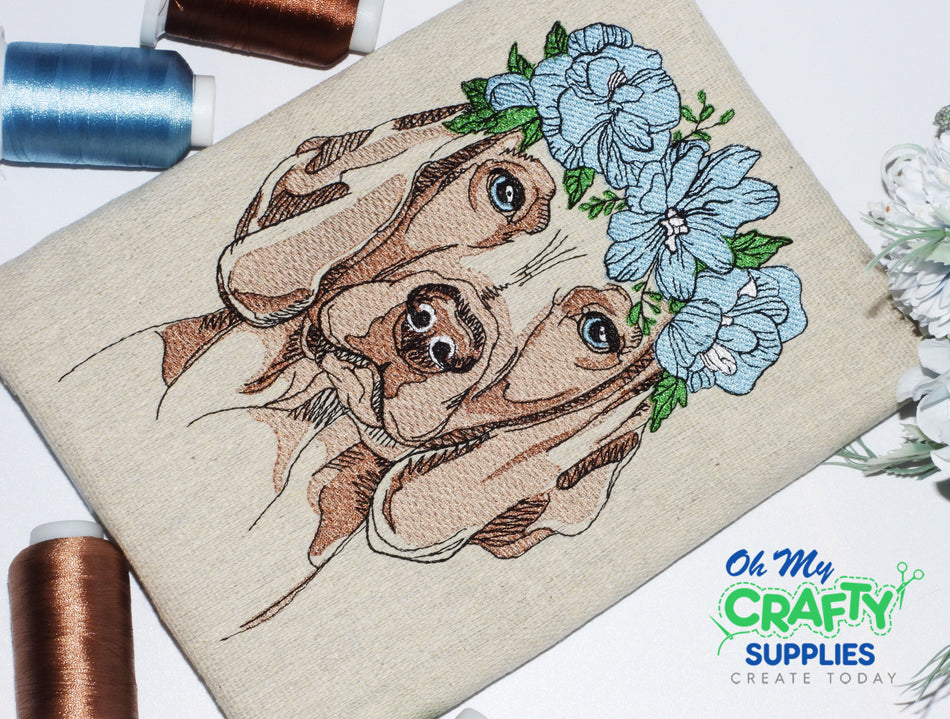 Sketch Floral Crown Dog 2020 Embroidery Design