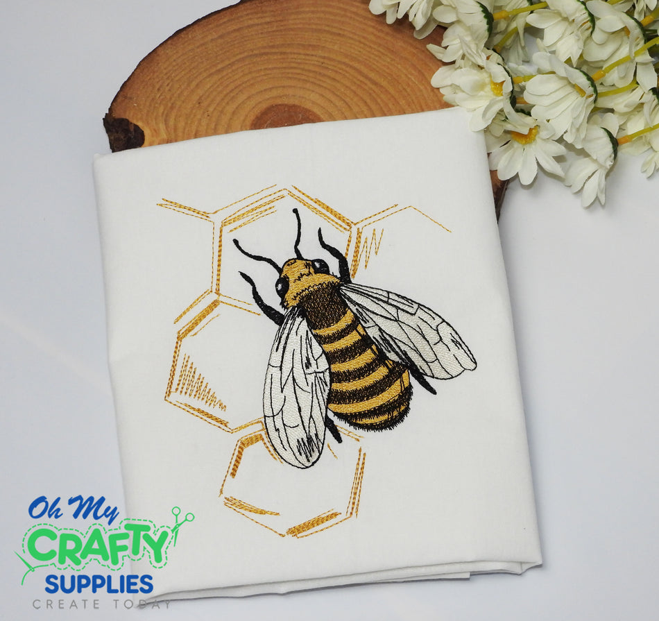 Bee with comb Embroidery Design
