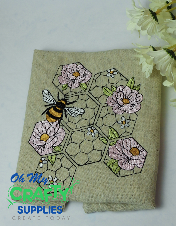 Floral Bee Combs Embroidery Design