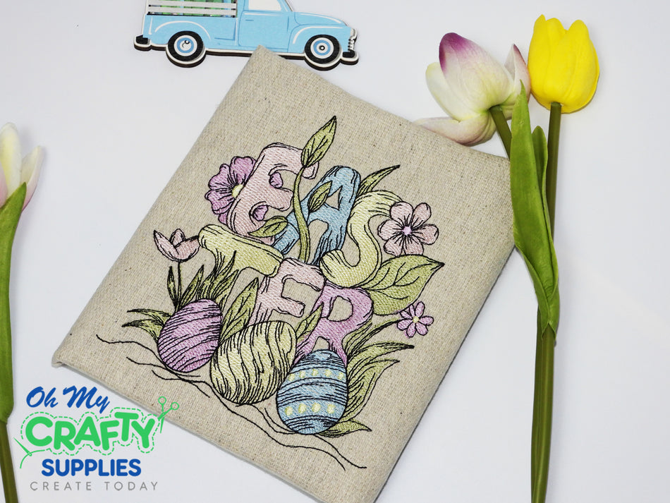 Easter Sketch Eggs Embroidery Design