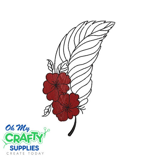 Feather Flowers Sketch Embroidery Design