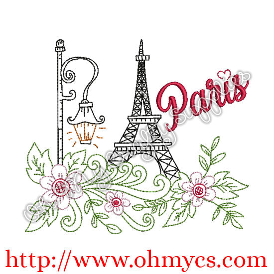 Floral Paris Embroidery Design
