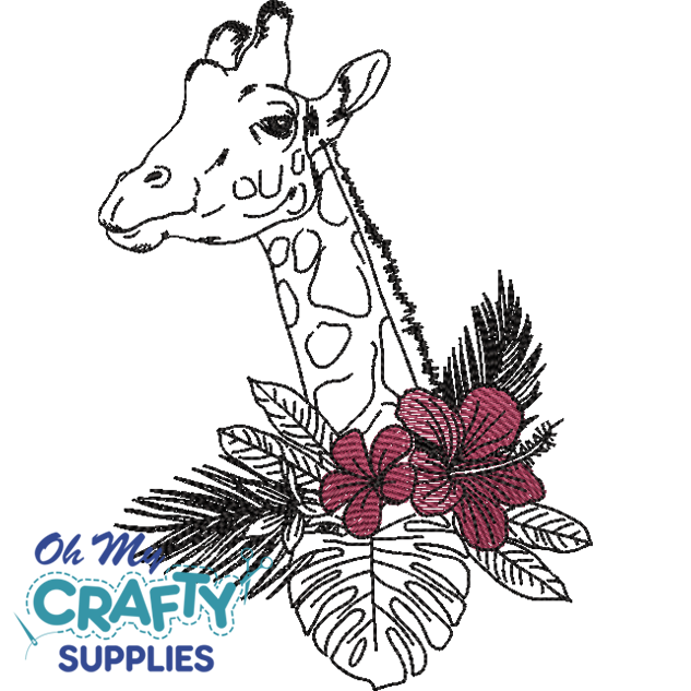 Floral Giraffe 42922 Embroidery Design
