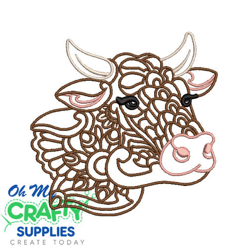 Flourish Cow Embroidery Design
