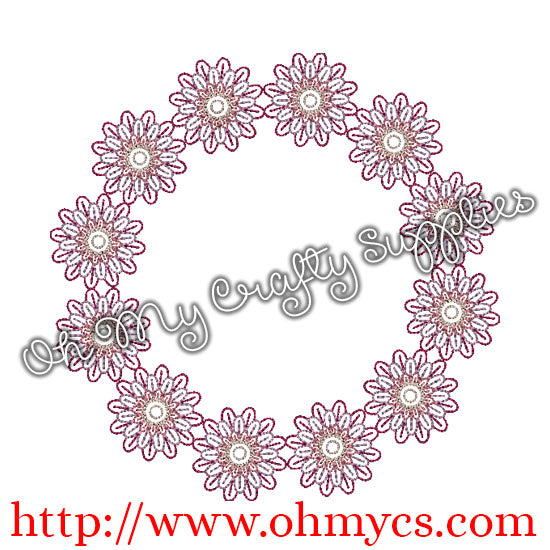 Flower Monogram Frame Embroidery Desgn