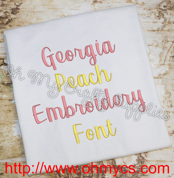 Georgia Peach Embroidery Font (BX Included)