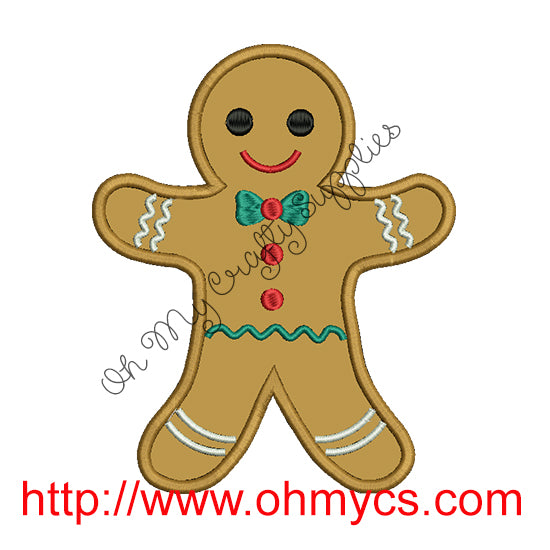 Gingerbread Man Applique Embroidery Design