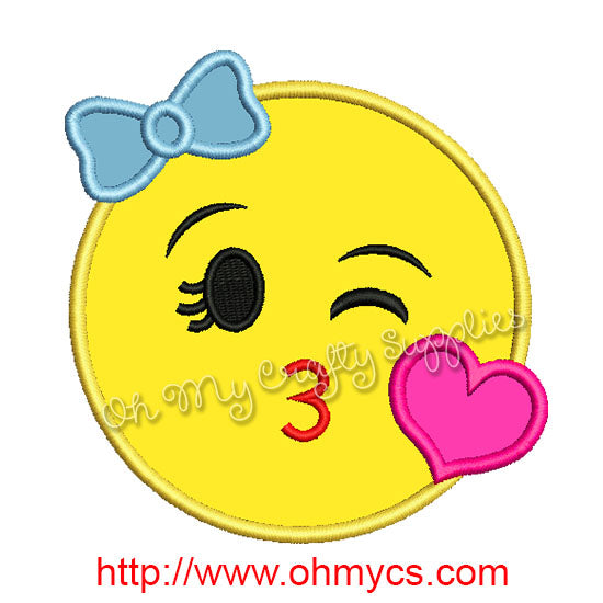 Girl Kiss Emoji Applique Design