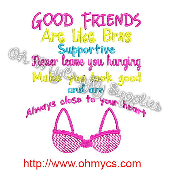 Good Friends are like Bras Embroidery Design