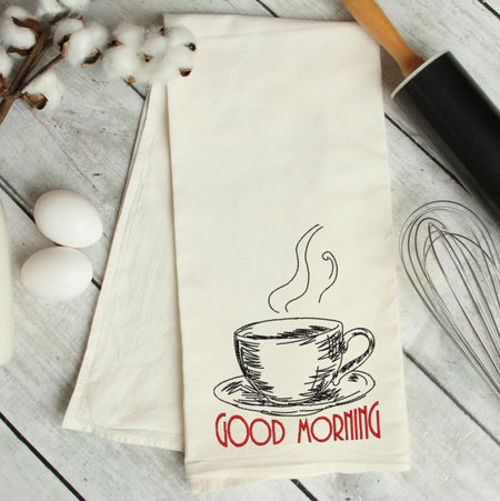 Good Morning Sketch Coffee Embroidery Design - Oh My Crafty Supplies Inc.