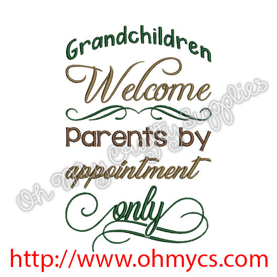 Grandchildren Welcome Embroidery Design