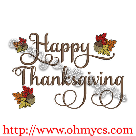 Happy Thanksgiving Embroidery Design