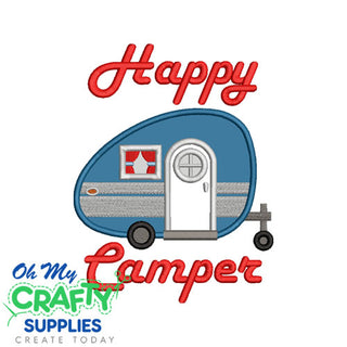 Happy Camper Applique Embroidery Design