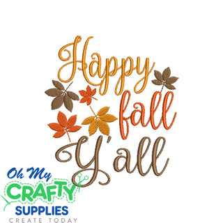 Happy Fall Y'all 8821 Embroidery Design