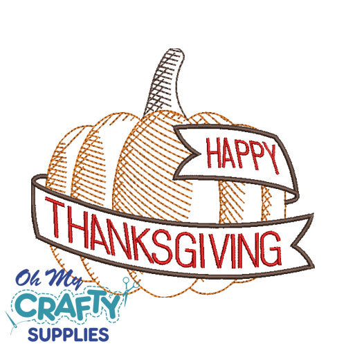 Happy Thanksgiving Pumpkin 1113 Embroidery Design