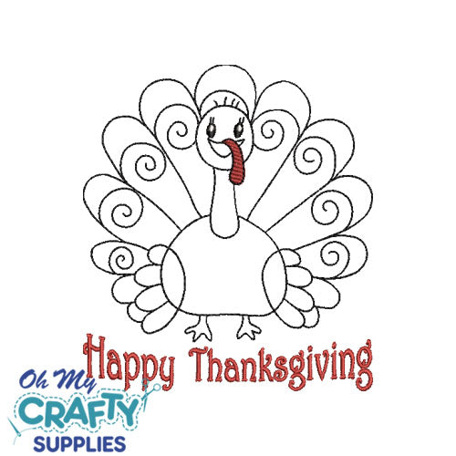 Happy Turkey Embroidery Design