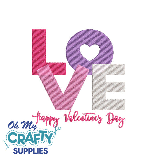 Happy Valentine's LOVE 1522 Embroidery Design