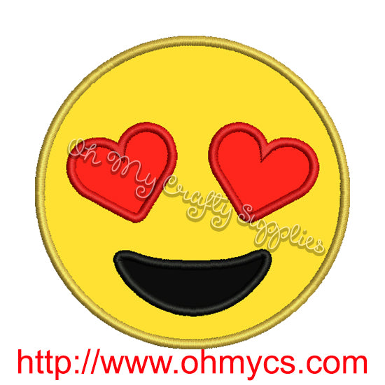 Heart Eyes Emoji Applique Design