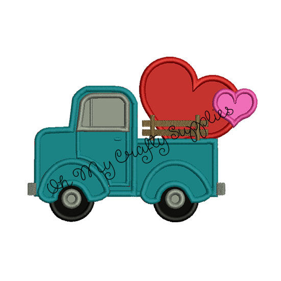 Heart Truck Applique Embroidery Design