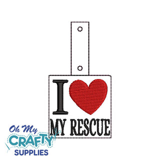 I Heart MY Rescue Key Fob Embroidery Design